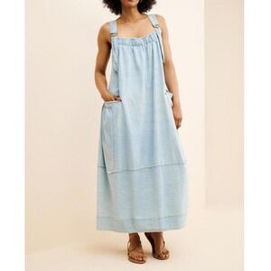 Free People Machu Chambray Denim Barrel Midi Dress